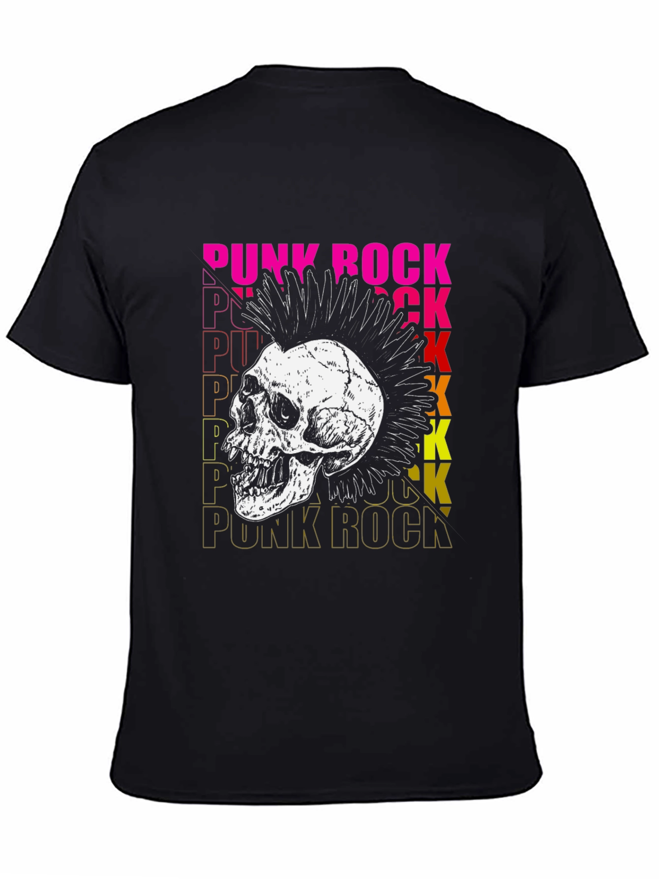 Punk Rock Skull Graphic T-Shirt