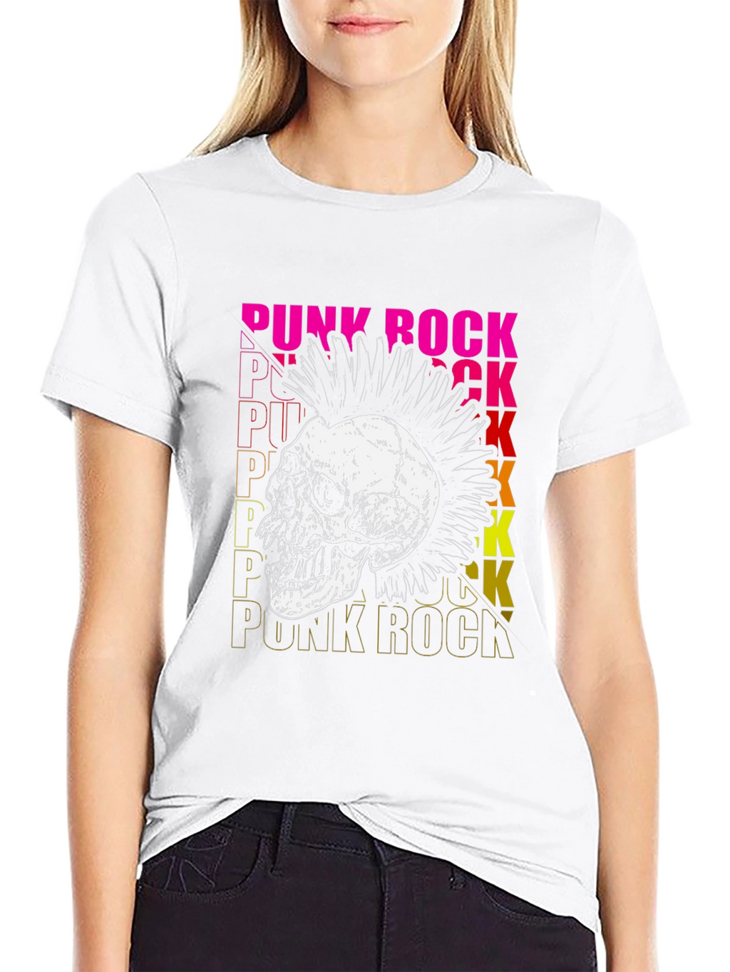 Punk Rock Skull Graphic T-Shirt