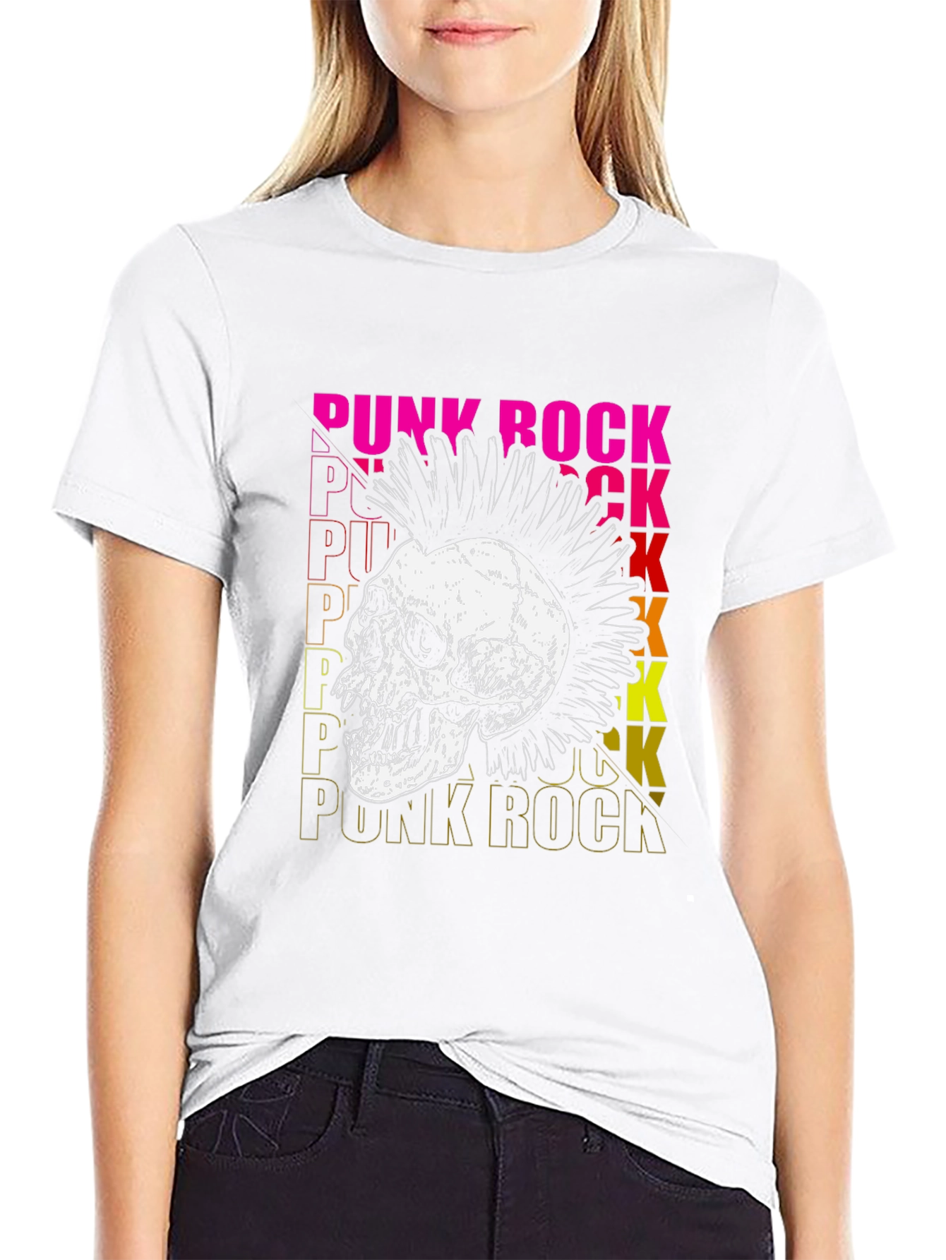 Punk Rock Skull Graphic T-Shirt
