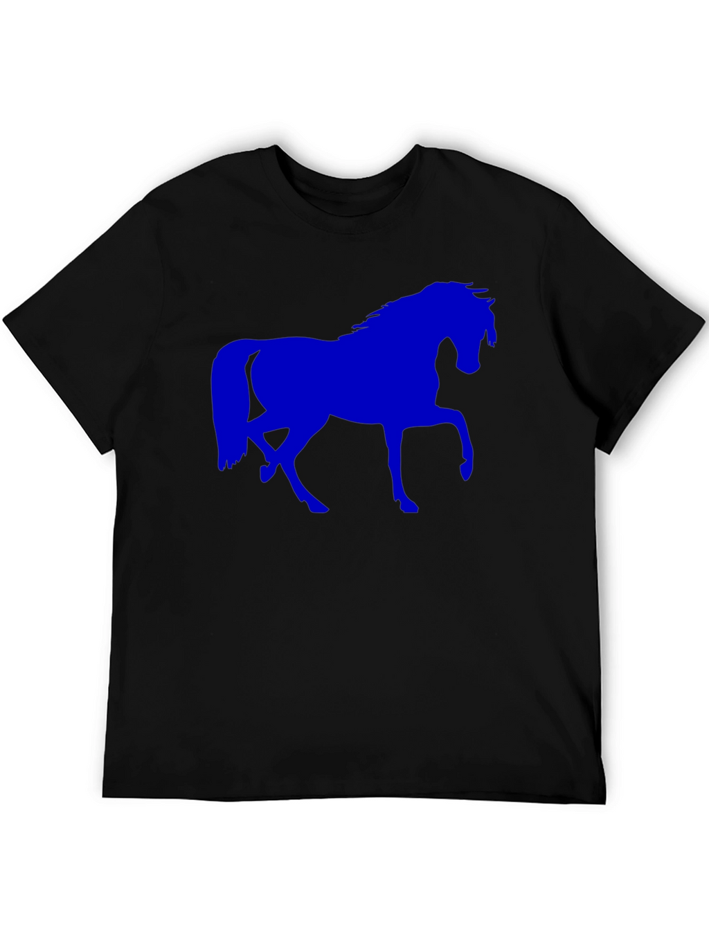 Blue Horse Graphic Black T-Shirt
