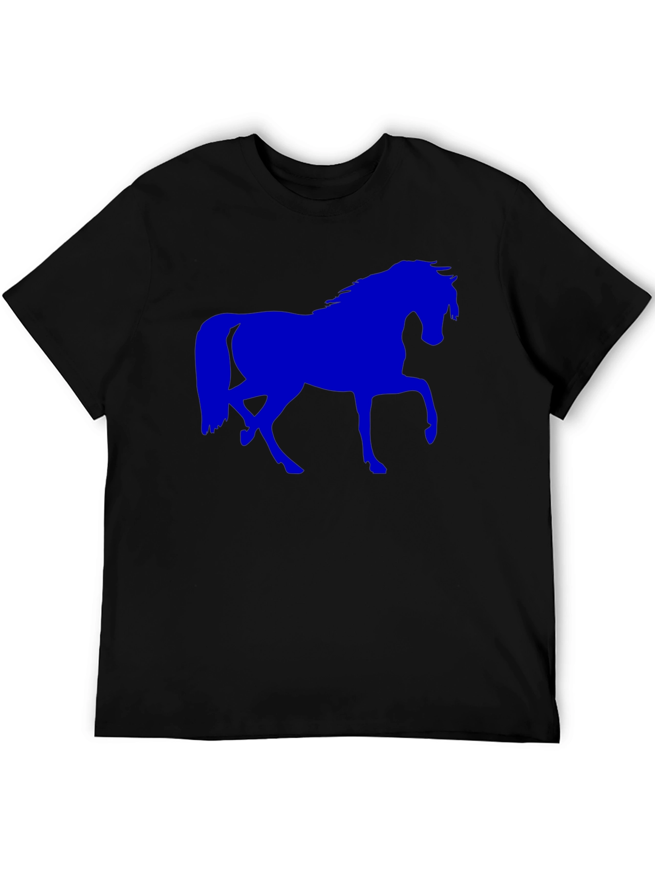 Blue Horse Graphic Black T-Shirt