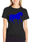 Blue Horse Graphic Black T-Shirt