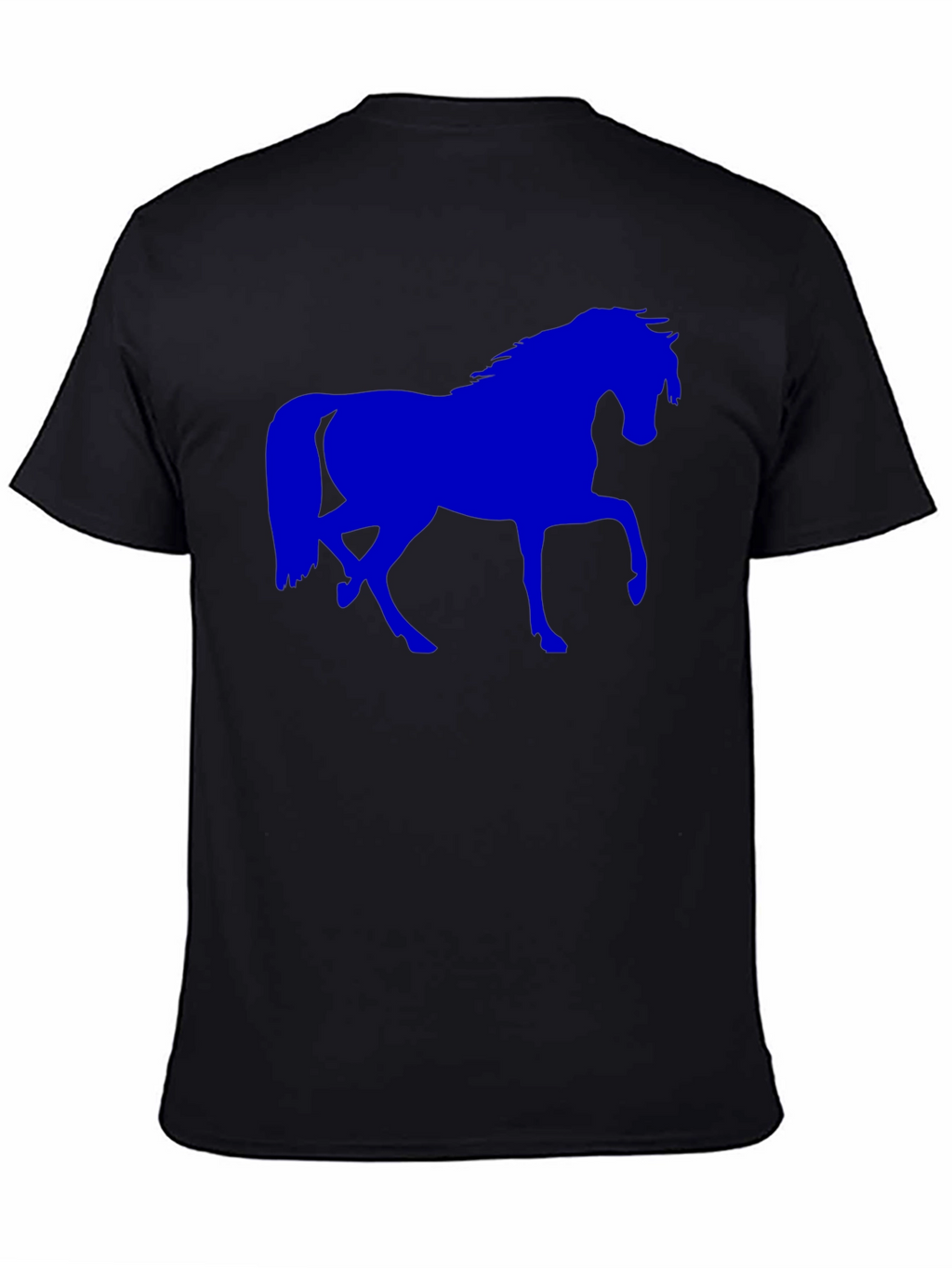 Blue Horse Graphic Black T-Shirt