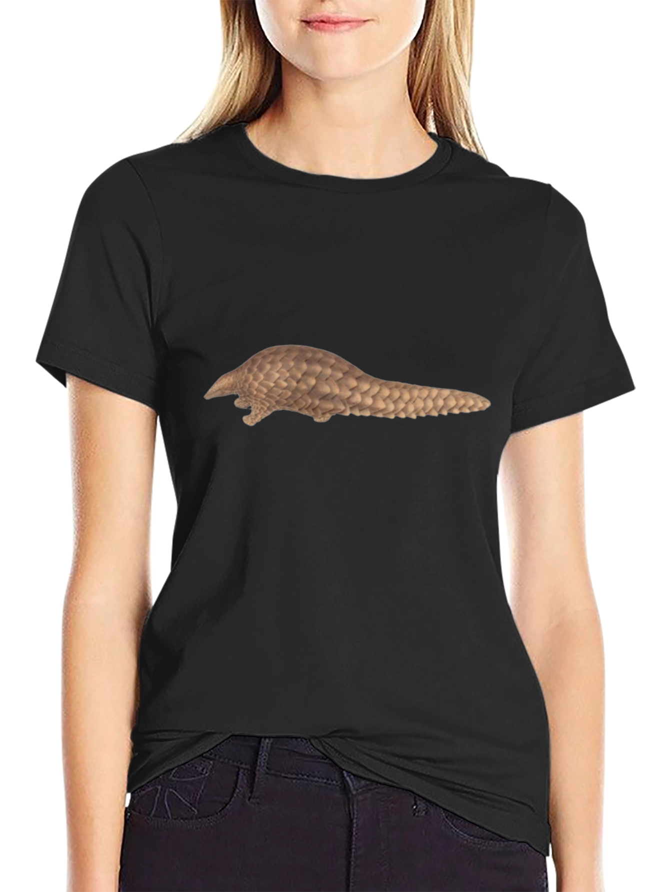 Cool Pangolin Graphic Tee - Black Cotton Shirt