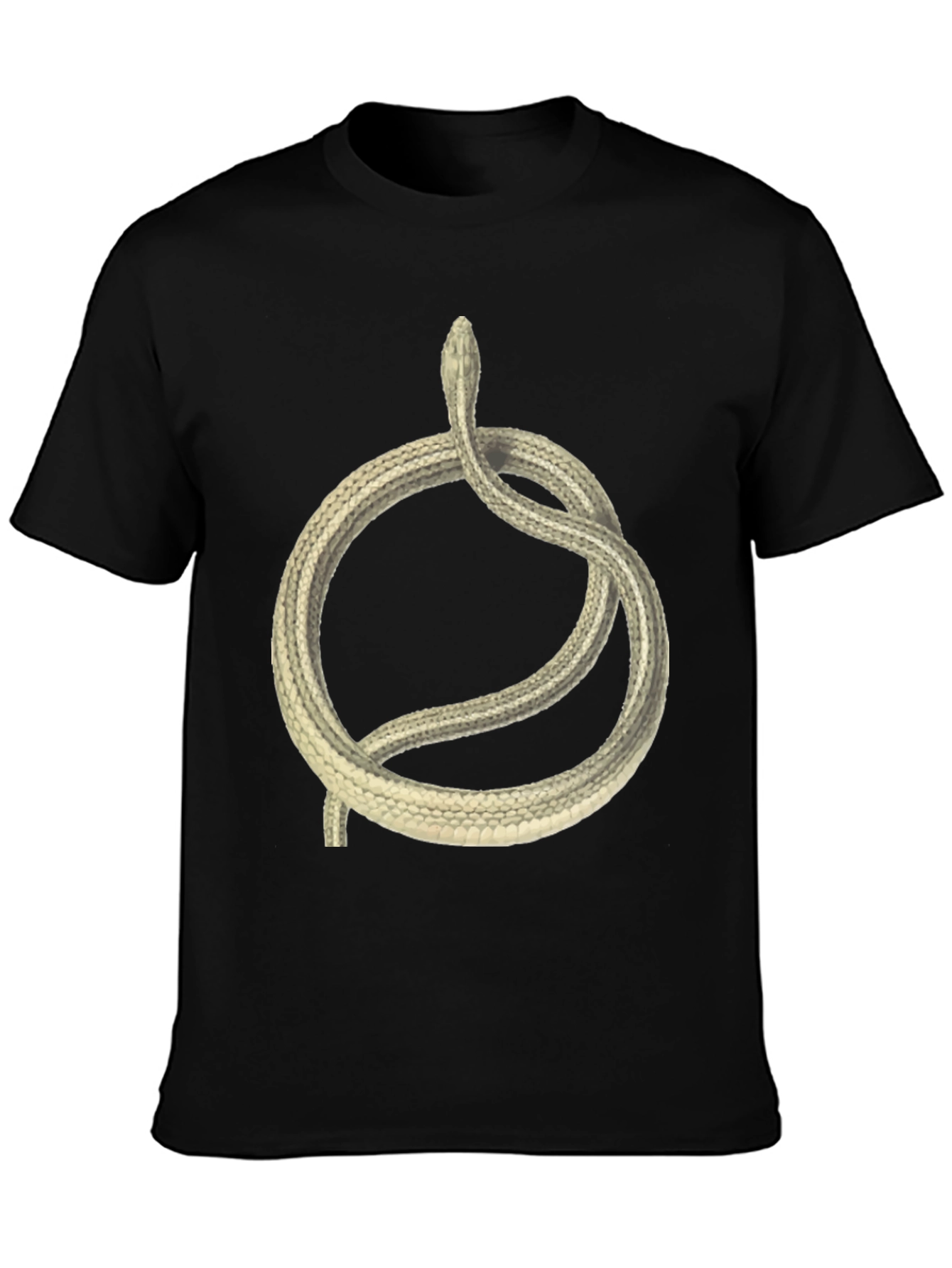 Black T-Shirt with Coiled Snake Design