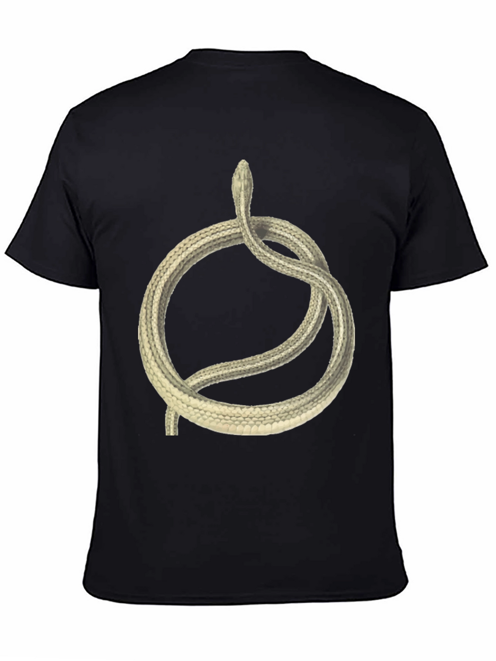 Black T-Shirt with Coiled Snake Design
