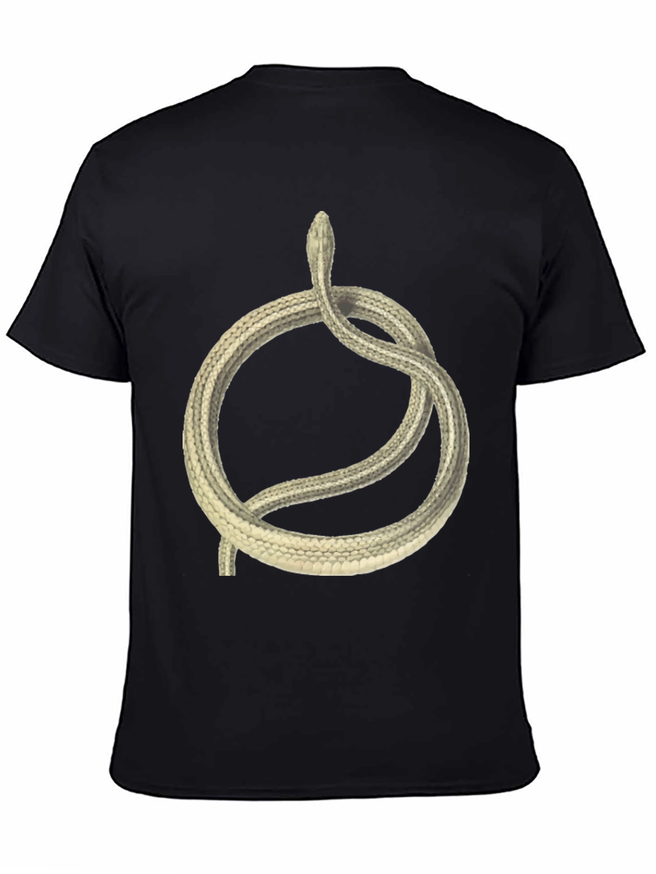 Black T-Shirt with Coiled Snake Design