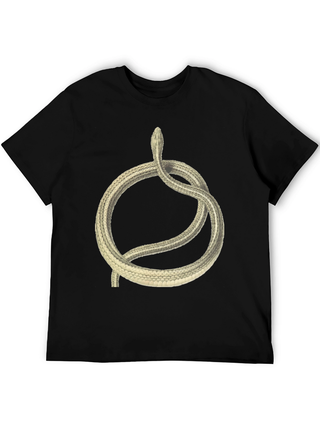 Black T-Shirt with Coiled Snake Design
