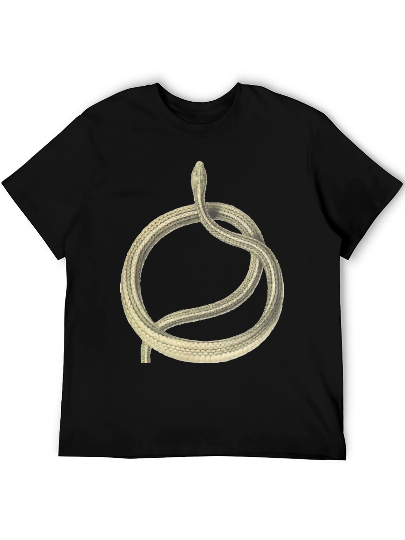 Black T-Shirt with Coiled Snake Design