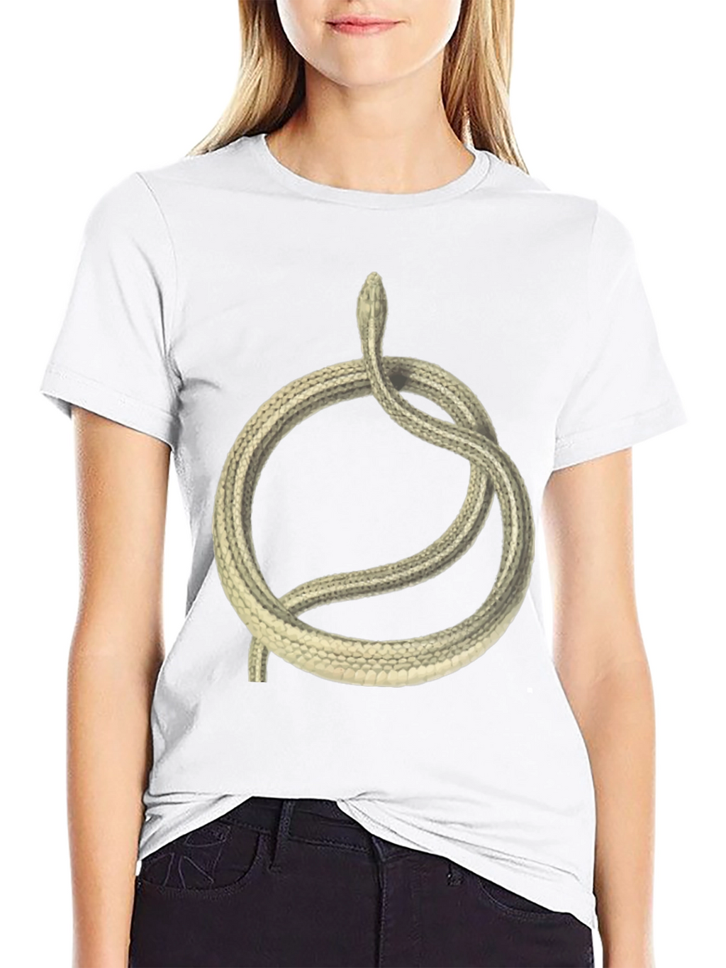 Black T-Shirt with Coiled Snake Design