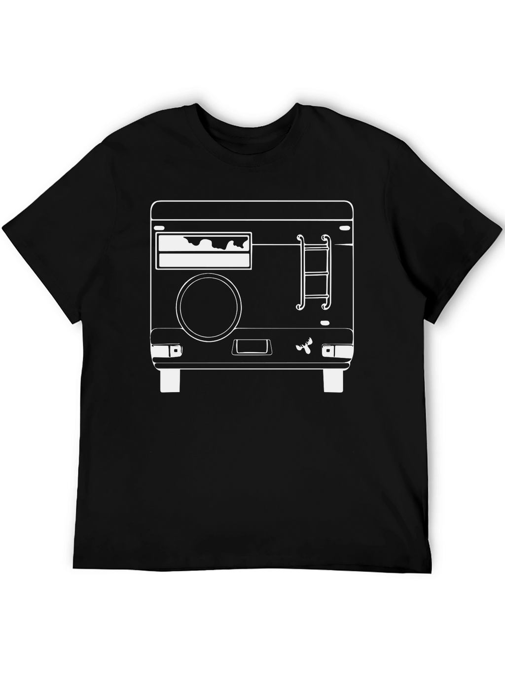 Retro Van T-Shirt - Black White Line Art