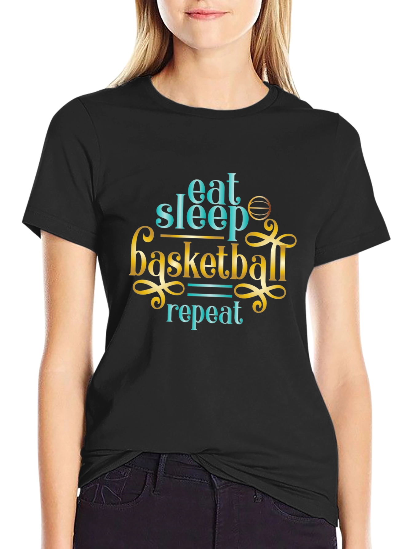 Eat Sleep Basketball Repeat Graphic Tee