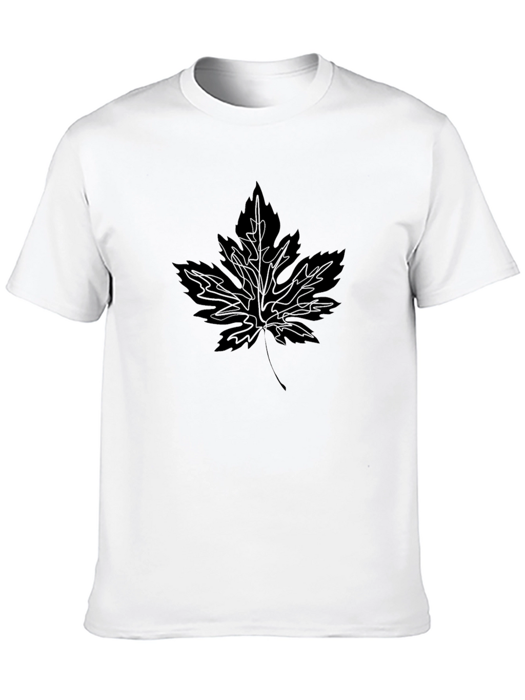 Leaf Print Black T-Shirt - Casual Style