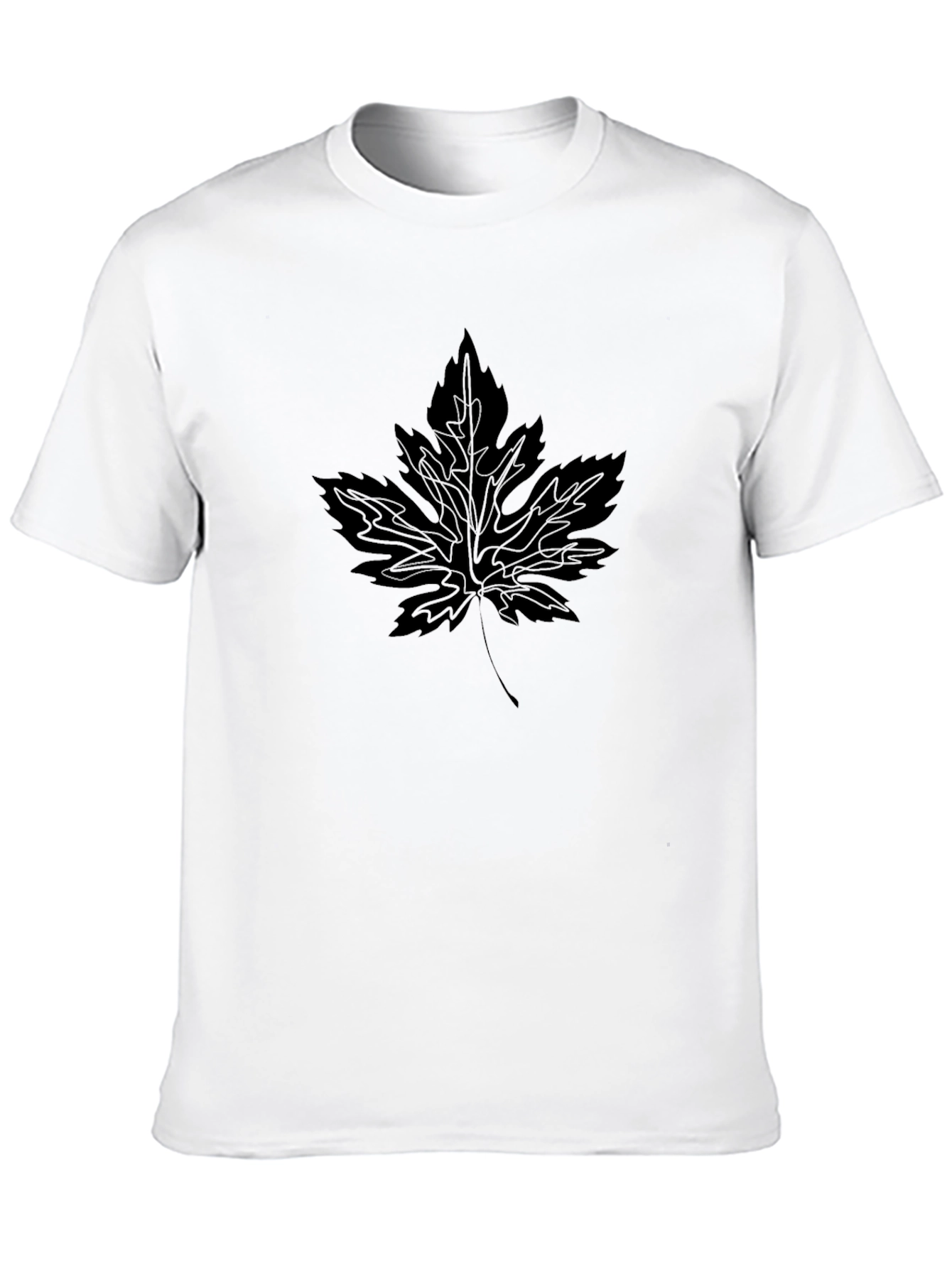 Leaf Print Black T-Shirt - Casual Style