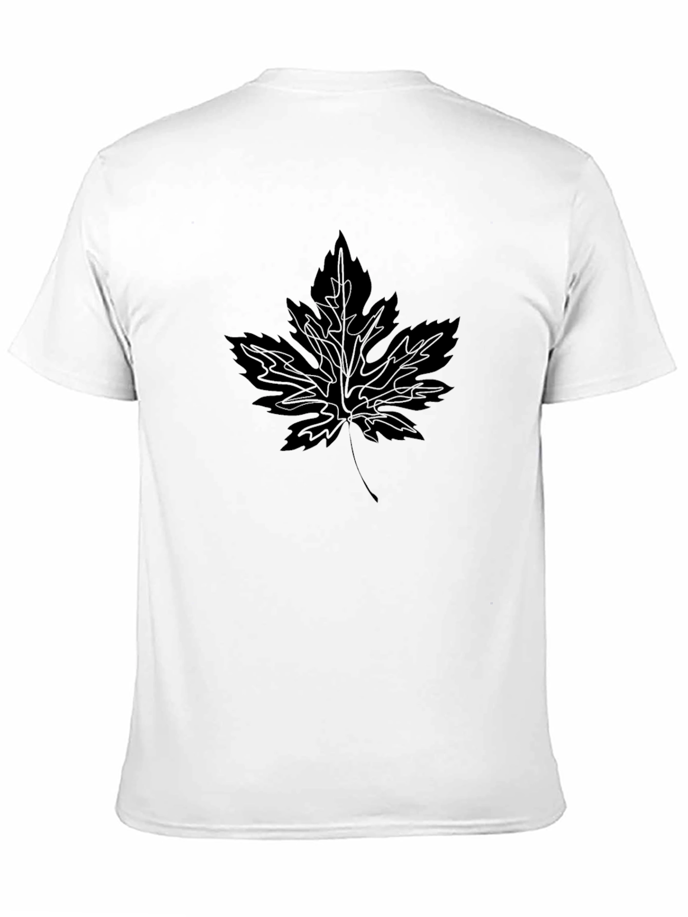 Leaf Print Black T-Shirt - Casual Style