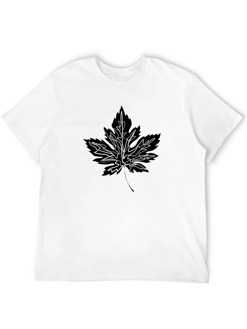 Leaf Print Black T-Shirt - Casual Style