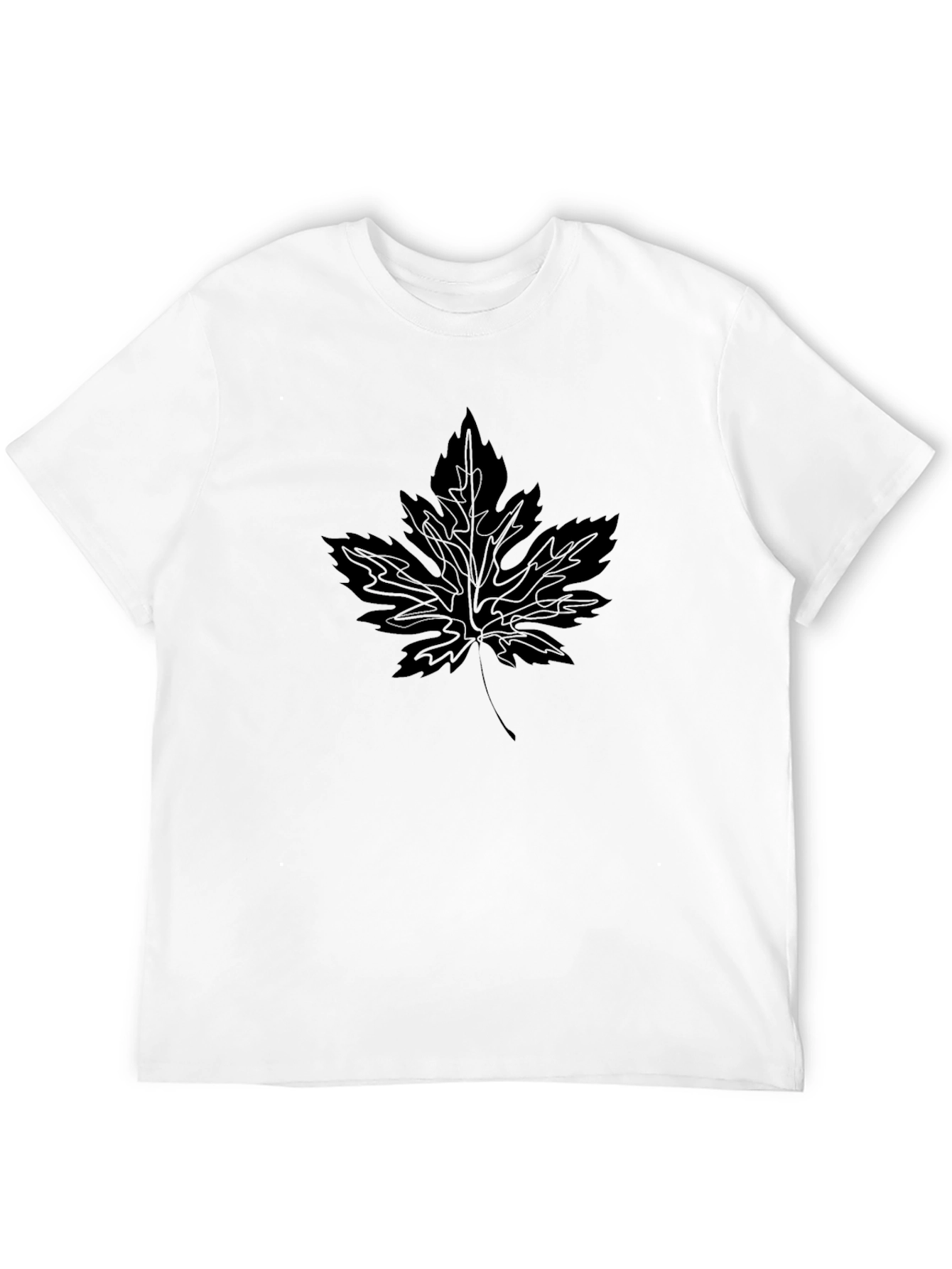 Leaf Print Black T-Shirt - Casual Style