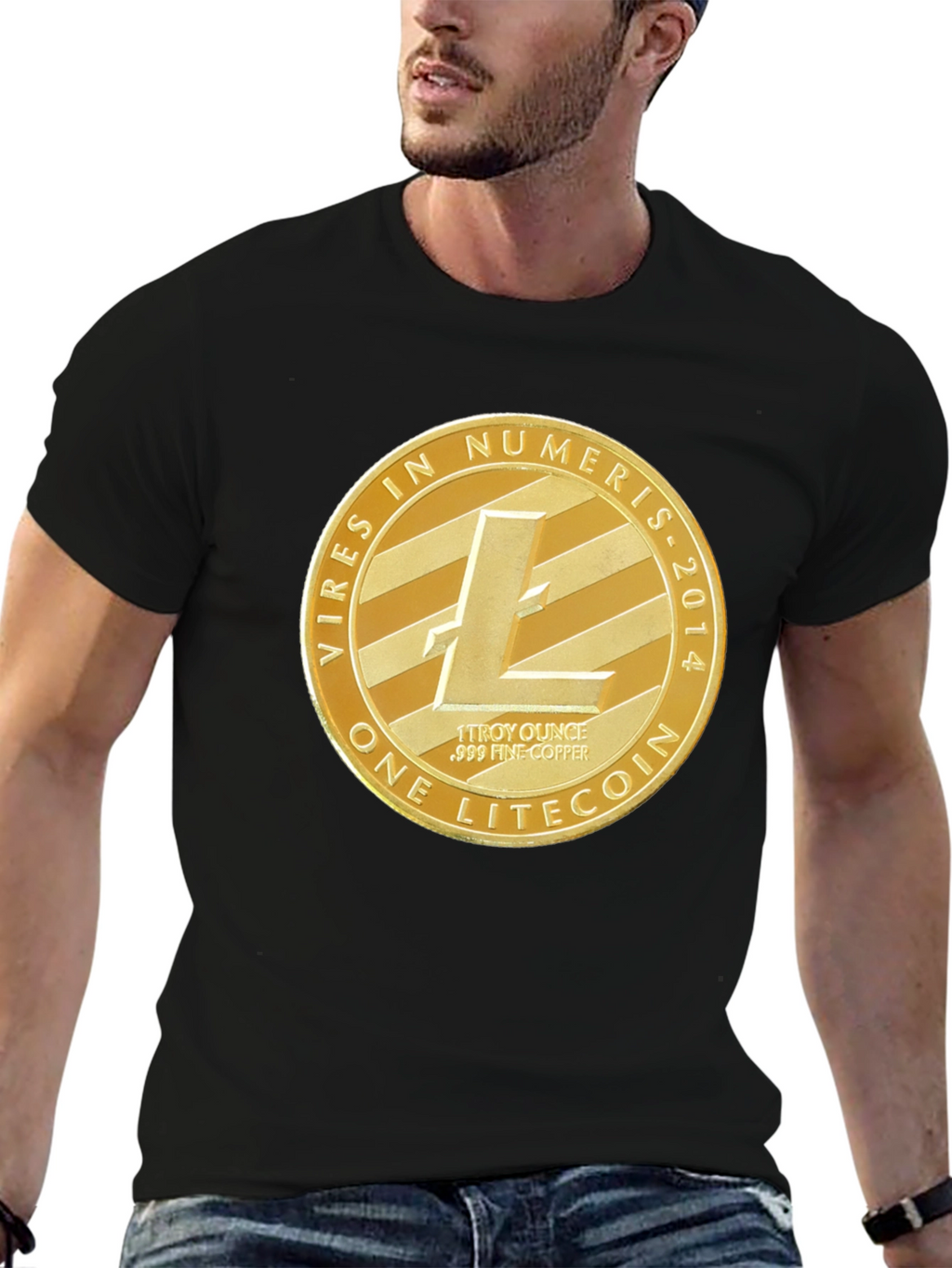 Litecoin Crypto Tee - Mens Black Graphic T-Shirt