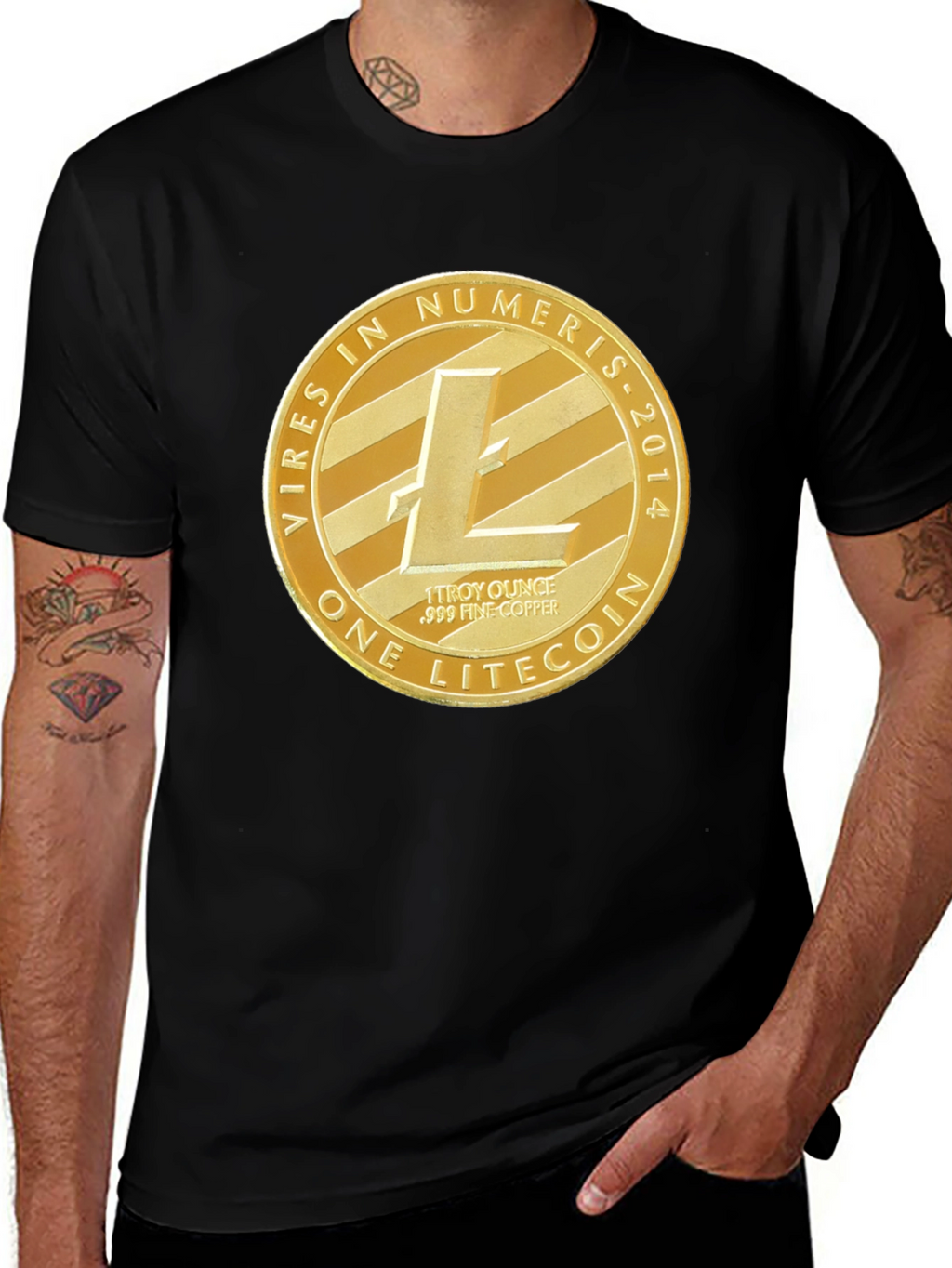 Litecoin Crypto Tee - Mens Black Graphic T-Shirt