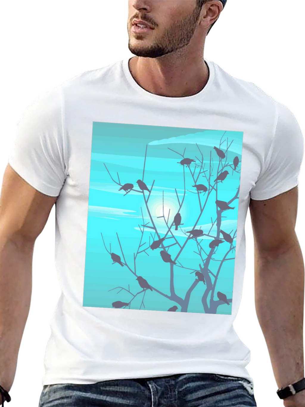 Birds on Branches Graphic Tee - Black