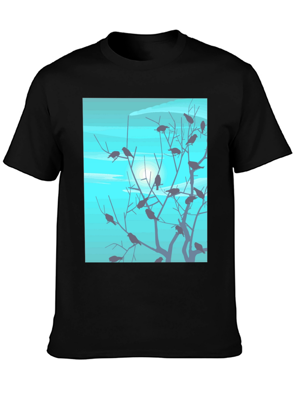 Birds on Branches Graphic Tee - Black