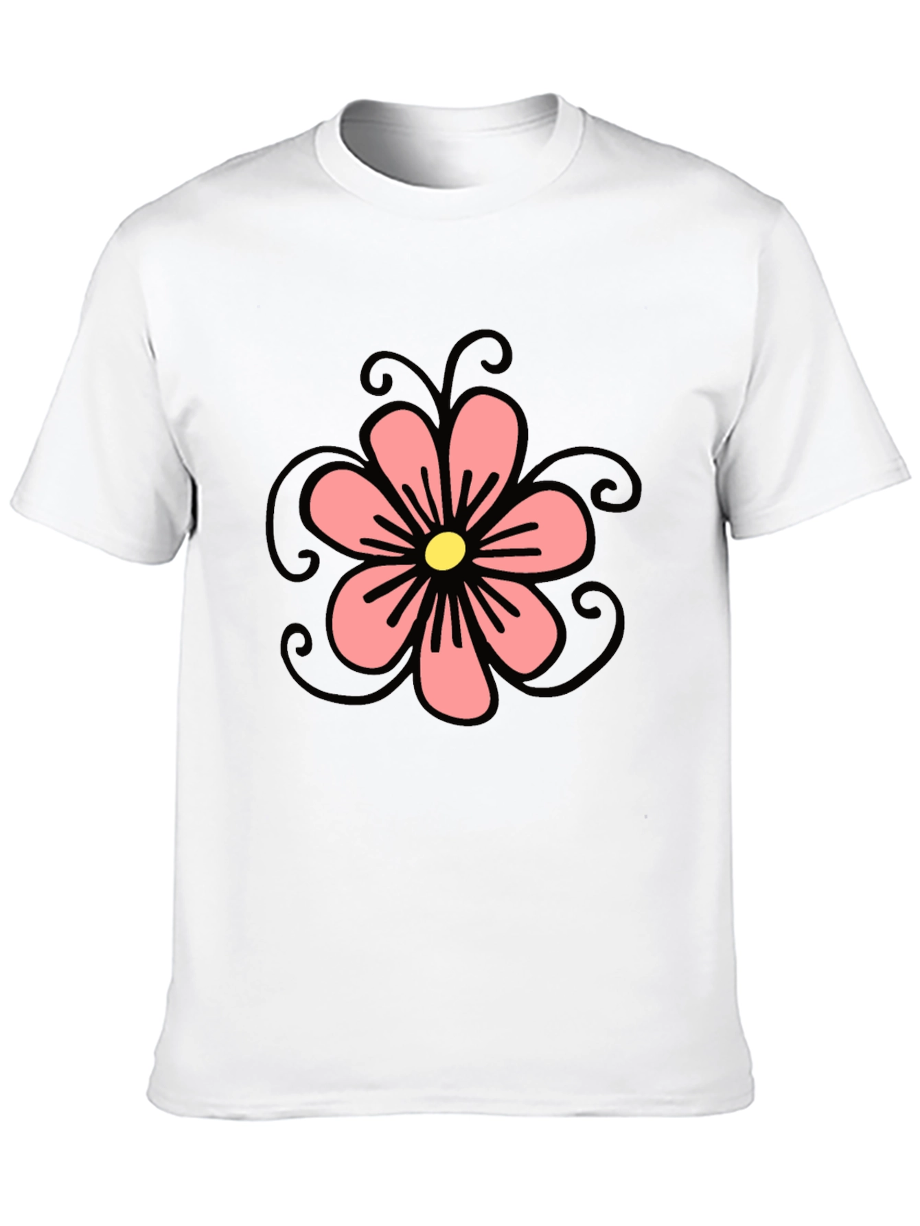 Black T-Shirt with Floral Design