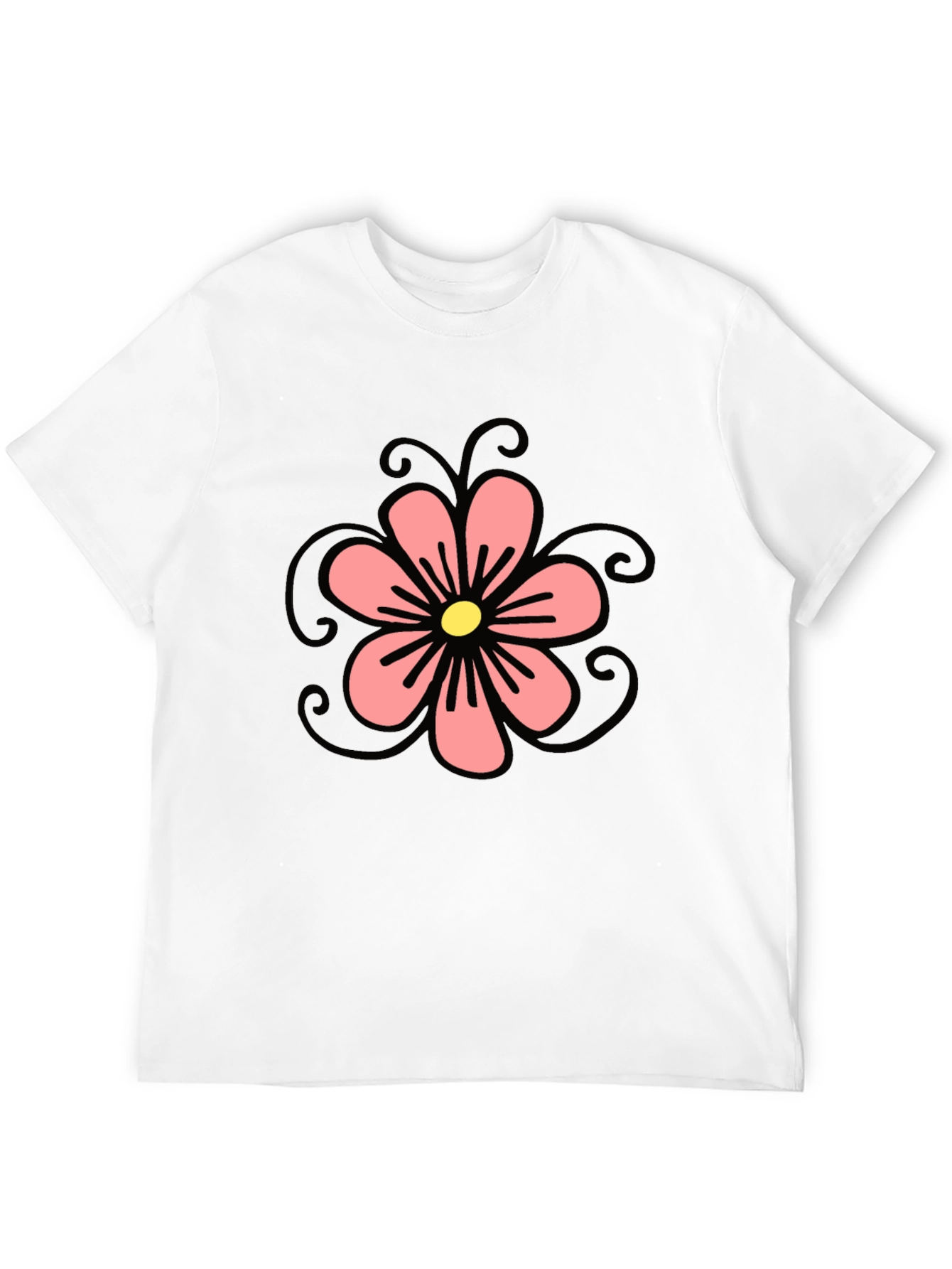 Black T-Shirt with Floral Design