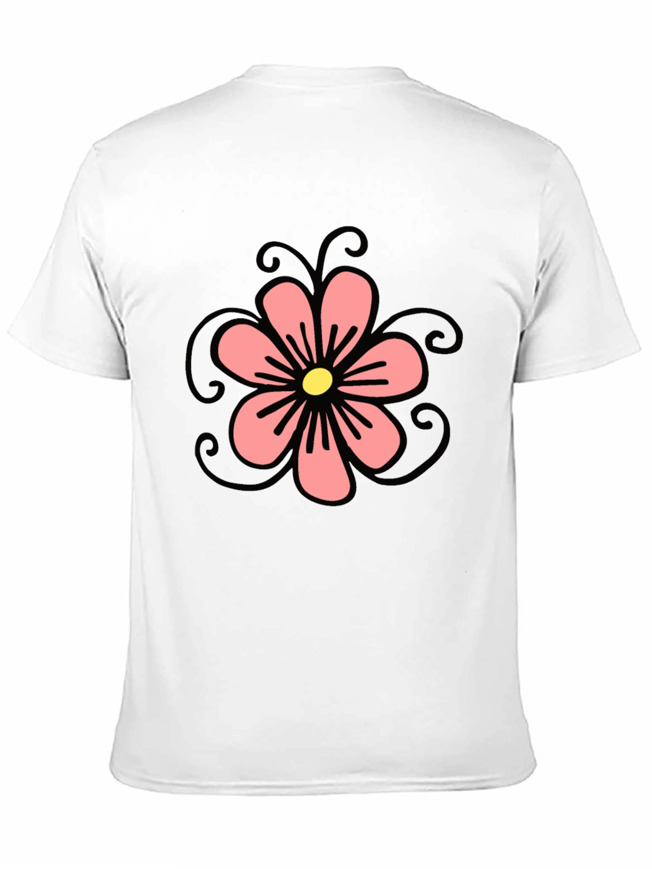 Black T-Shirt with Floral Design
