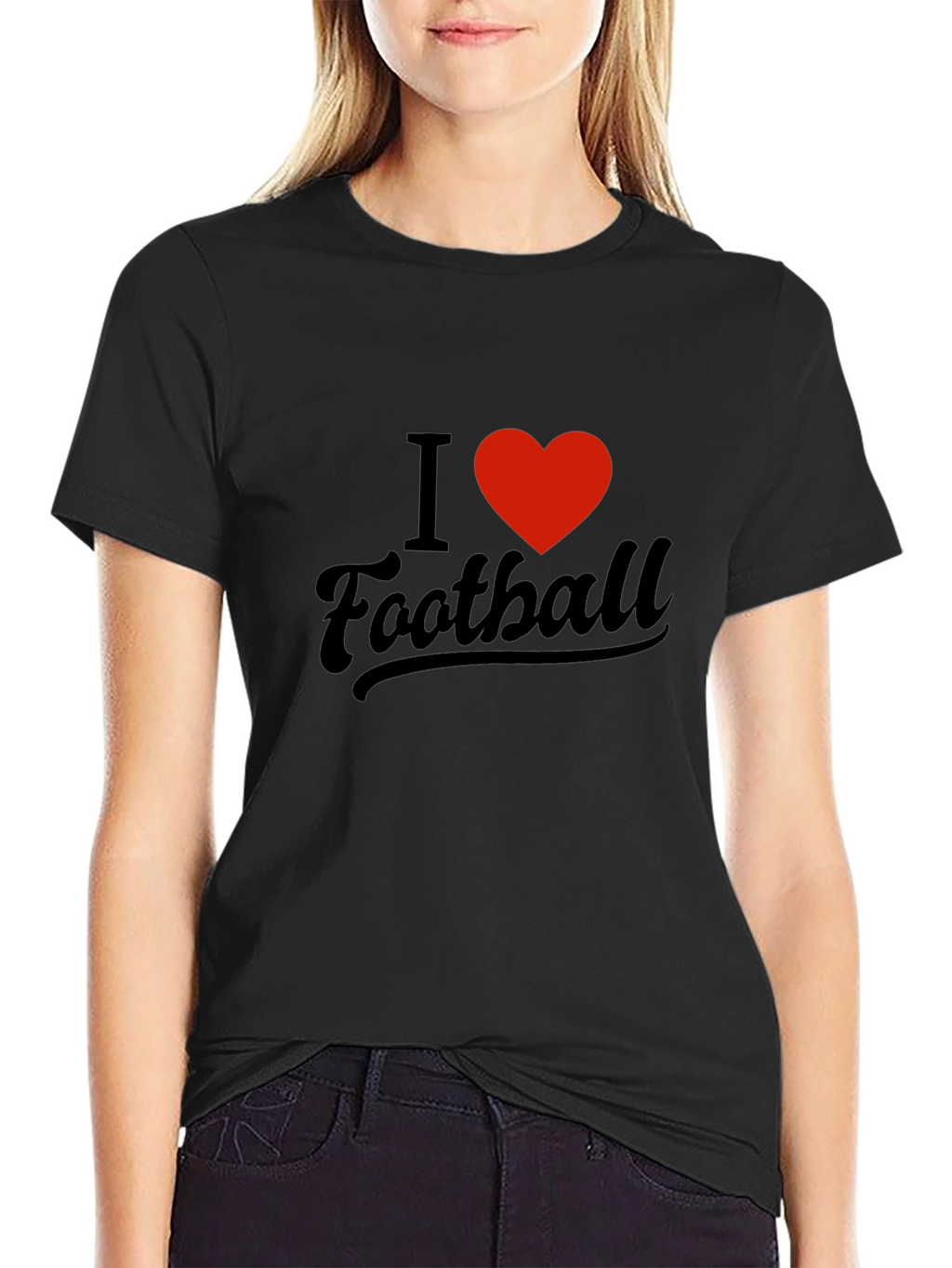 I Heart Football Graphic Black T-Shirt