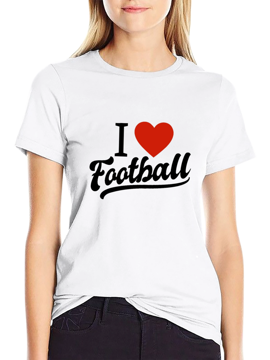 I Heart Football Graphic Black T-Shirt