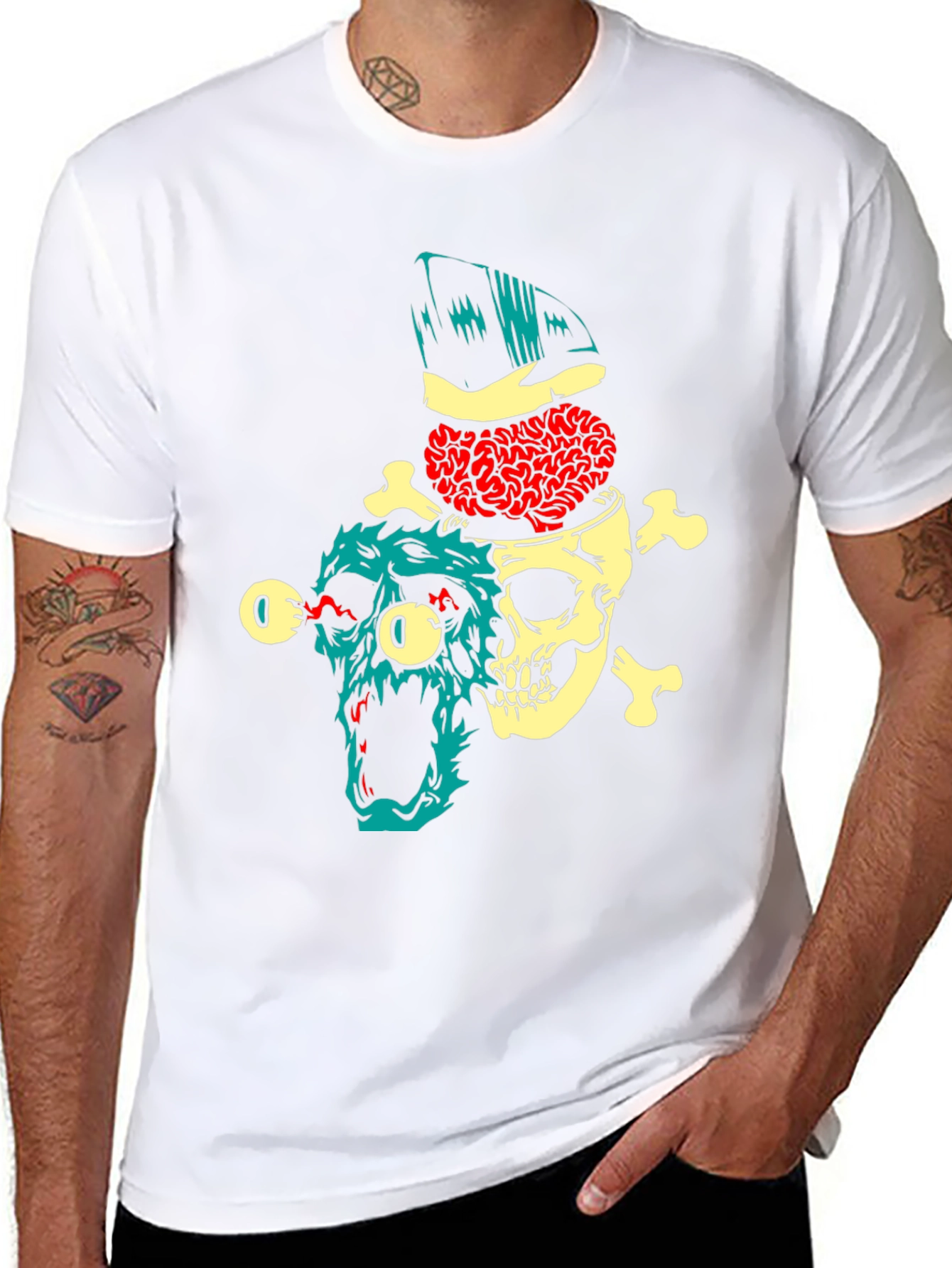Skull Brain T-Shirt - Edgy Graphic Tee