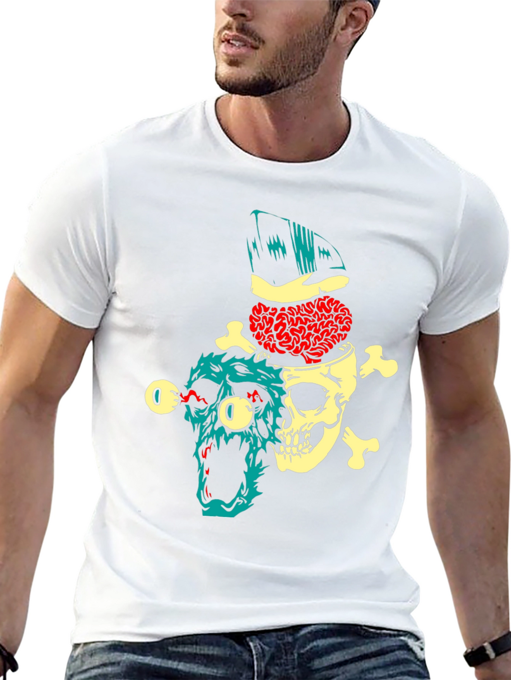 Skull Brain T-Shirt - Edgy Graphic Tee