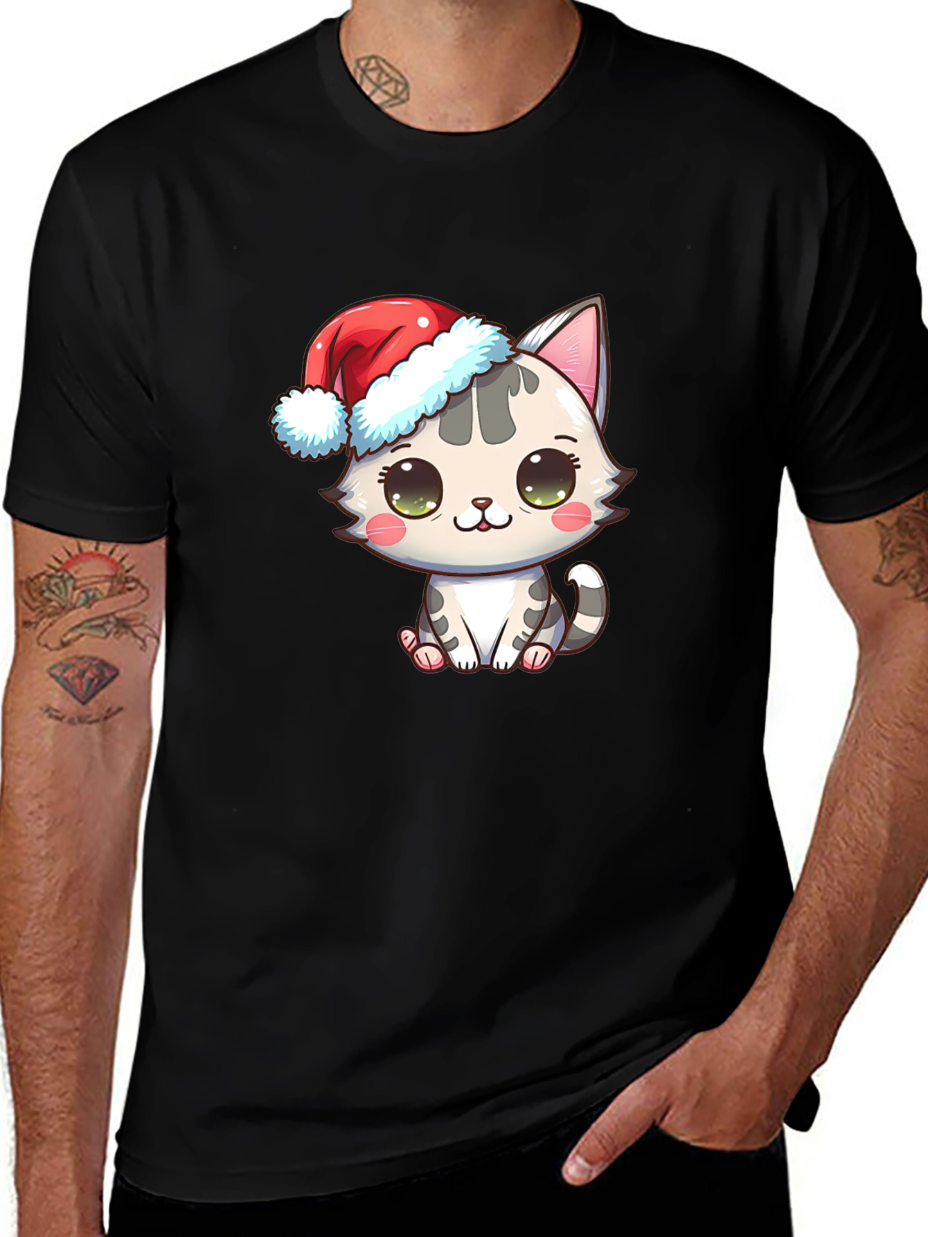 Cute Christmas Cat Graphic T-Shirt