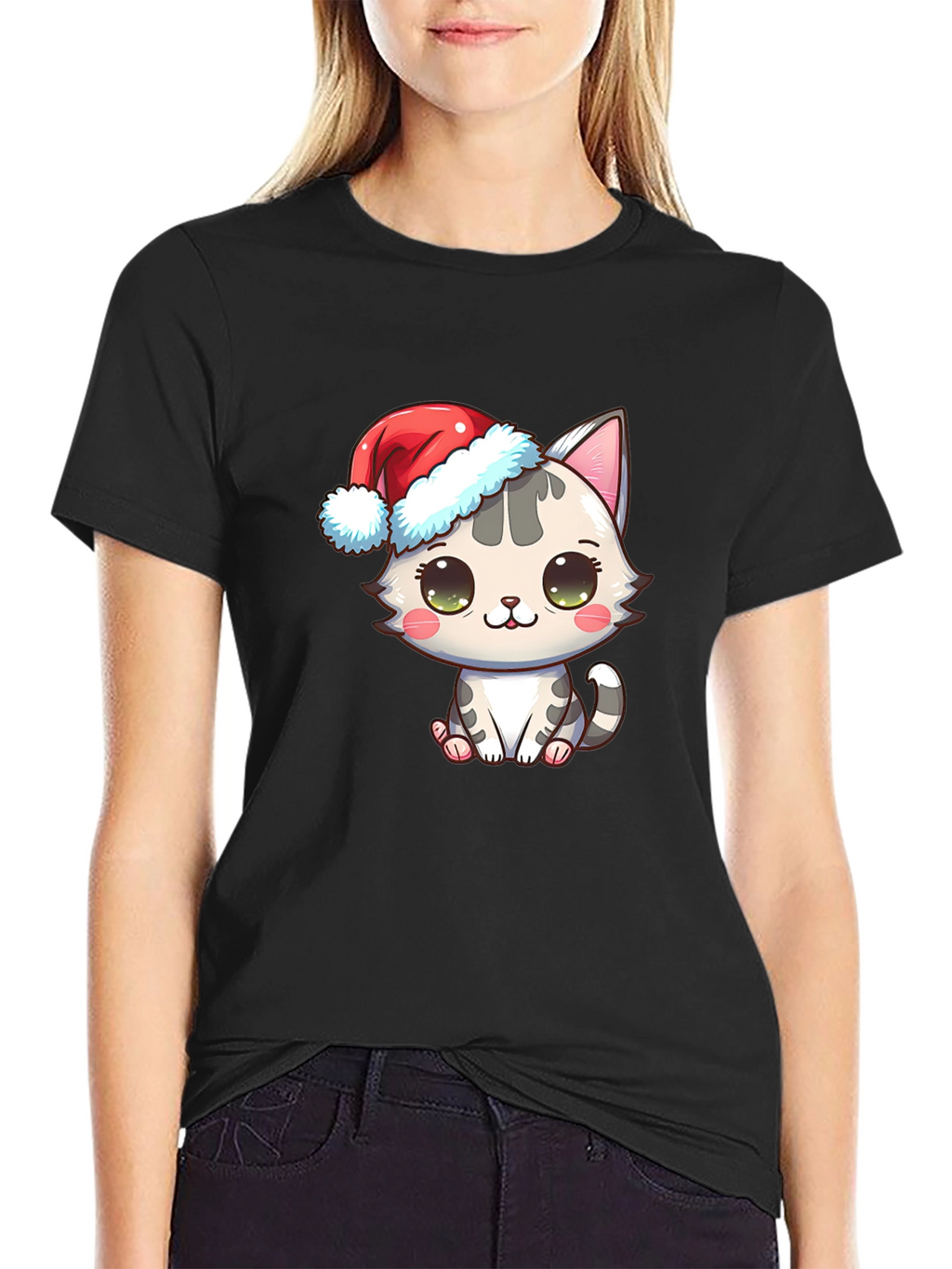 Cute Christmas Cat Graphic T-Shirt