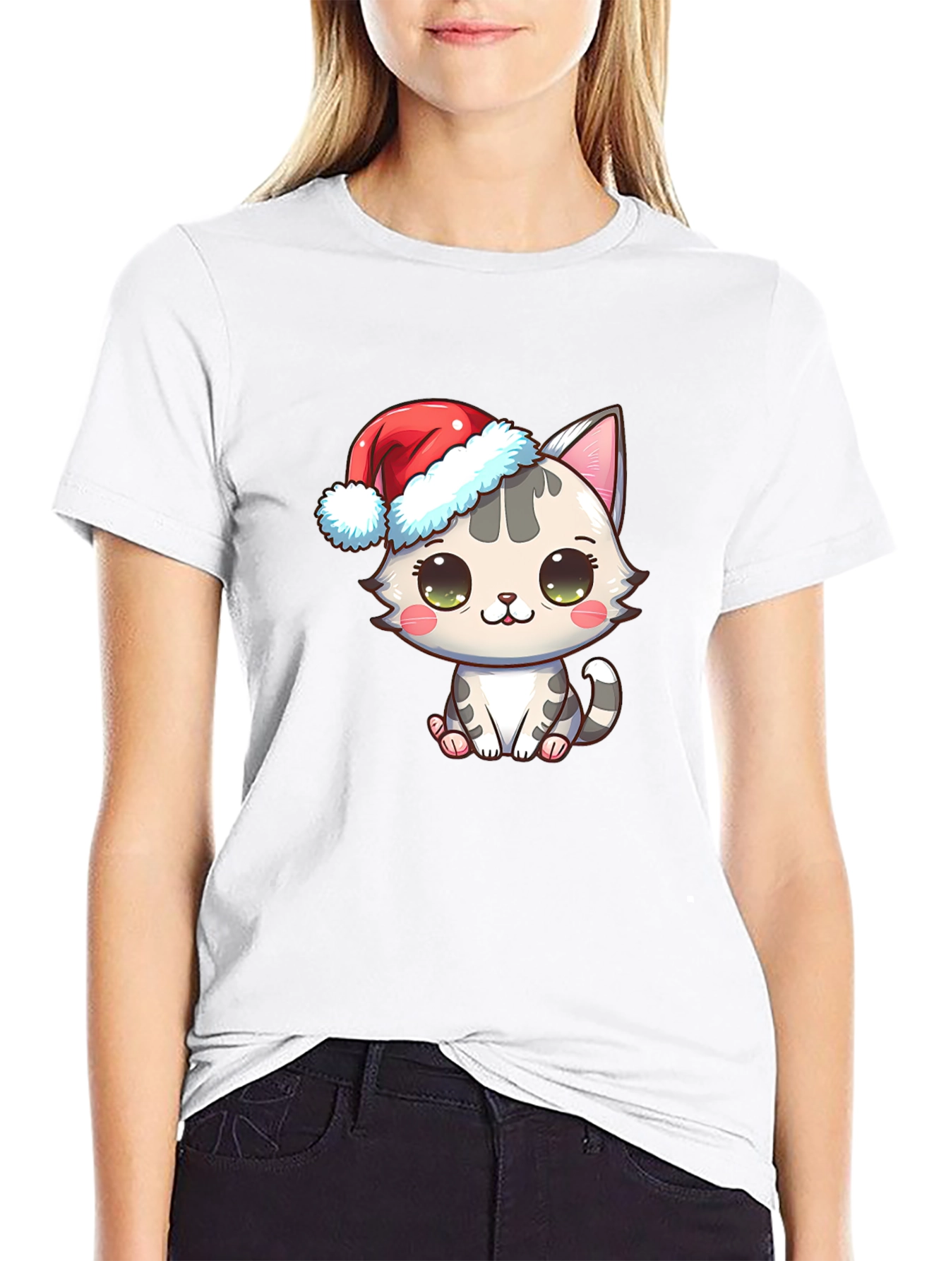 Cute Christmas Cat Graphic T-Shirt