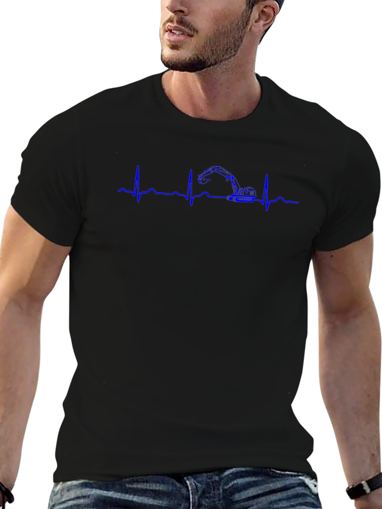 Excavator Heartbeat Graphic T-Shirt