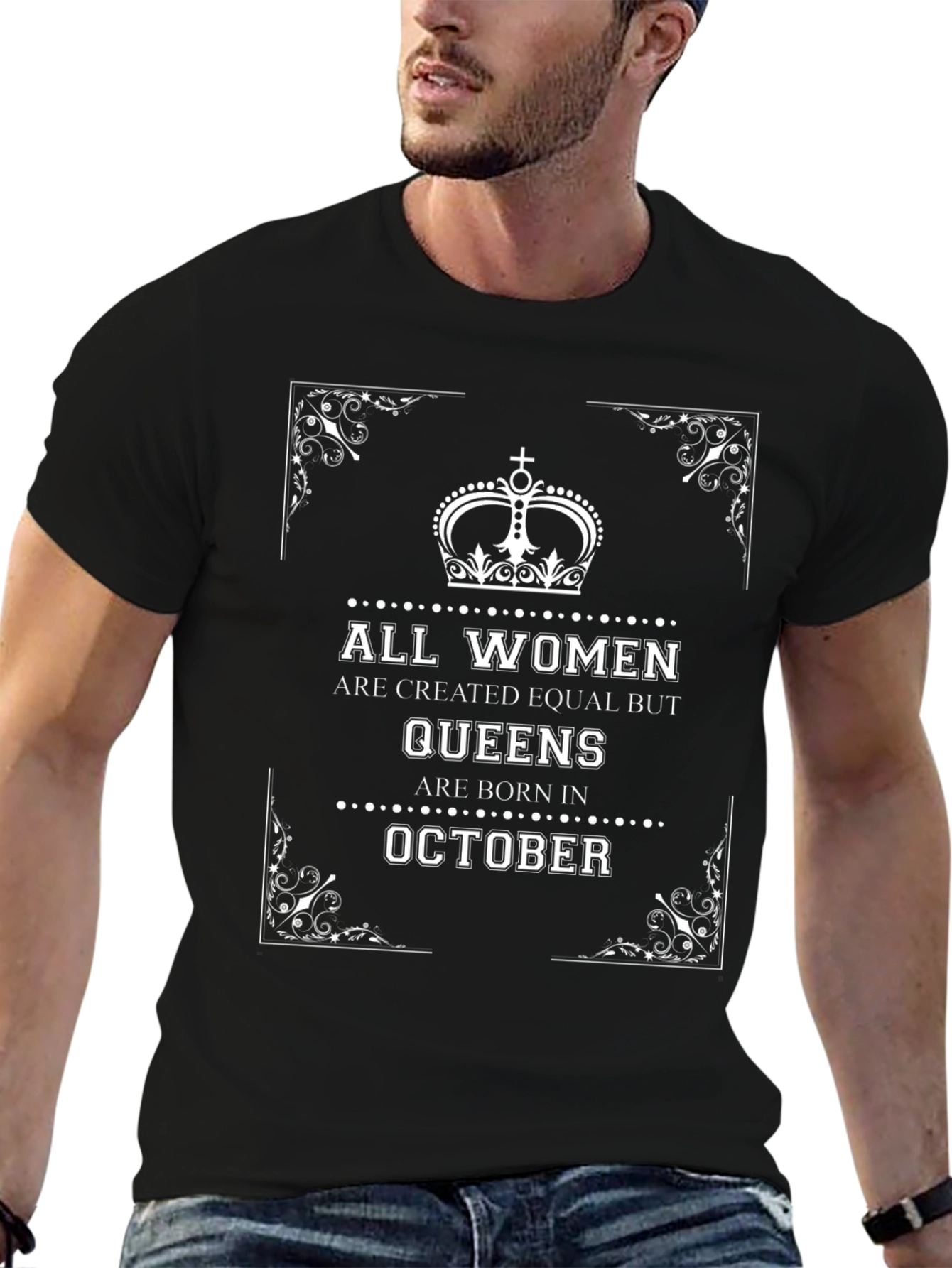 Queens Born in October Black T-Shirt
