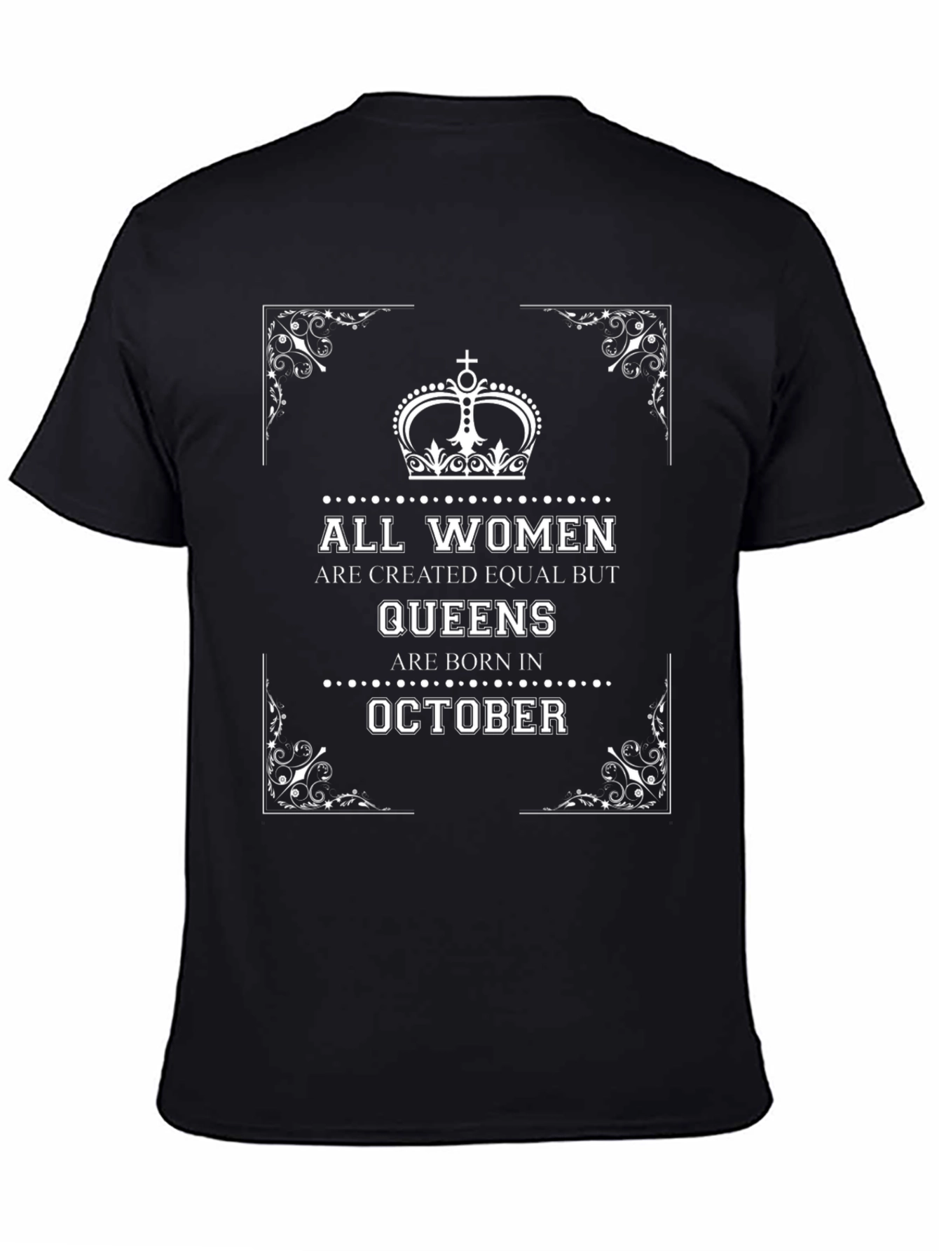 Queens Born in October Black T-Shirt