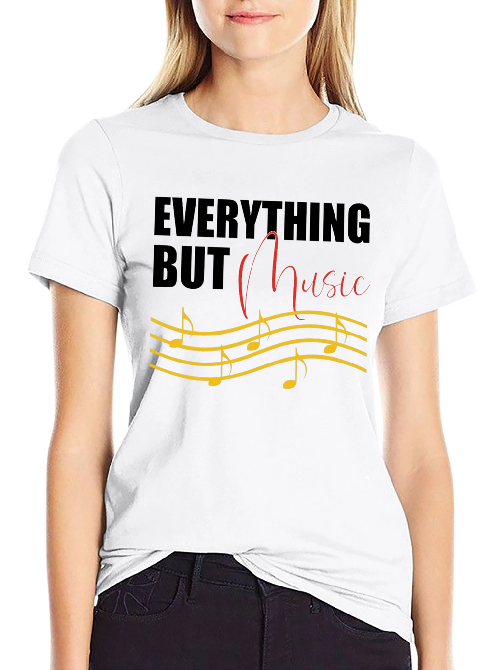 Everything But Music T-Shirt Musical Notes Graphic Tee