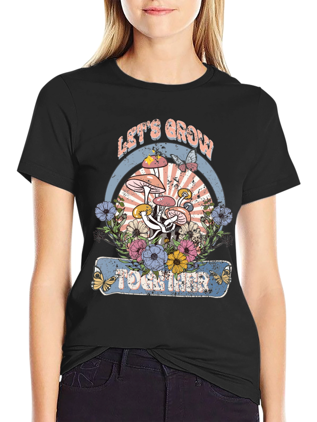 Lets Grow Together Mushroom Graphic Tee
