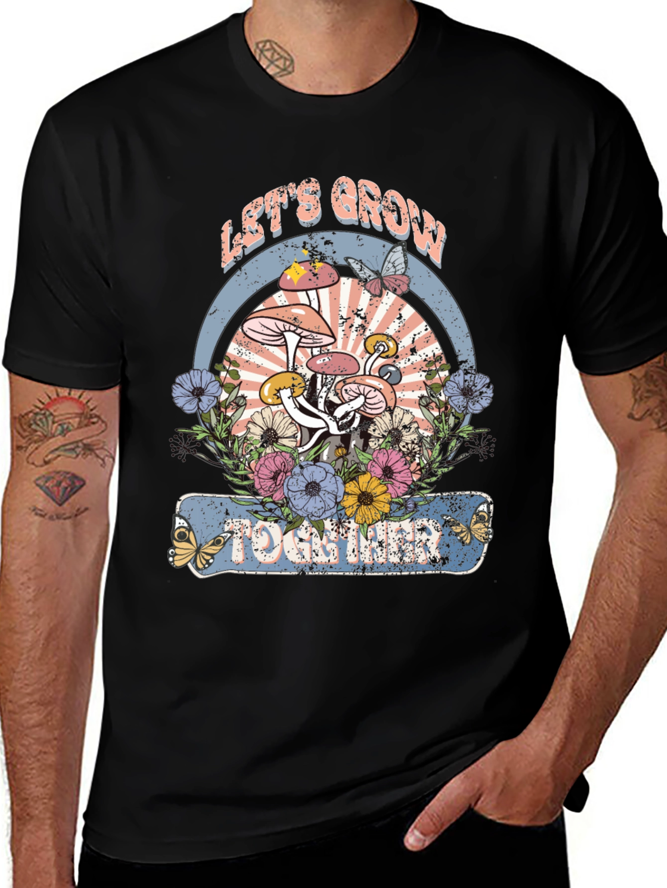Lets Grow Together Mushroom Graphic Tee