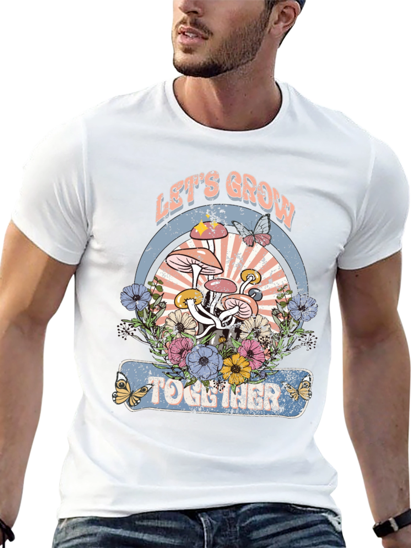 Lets Grow Together Mushroom Graphic Tee