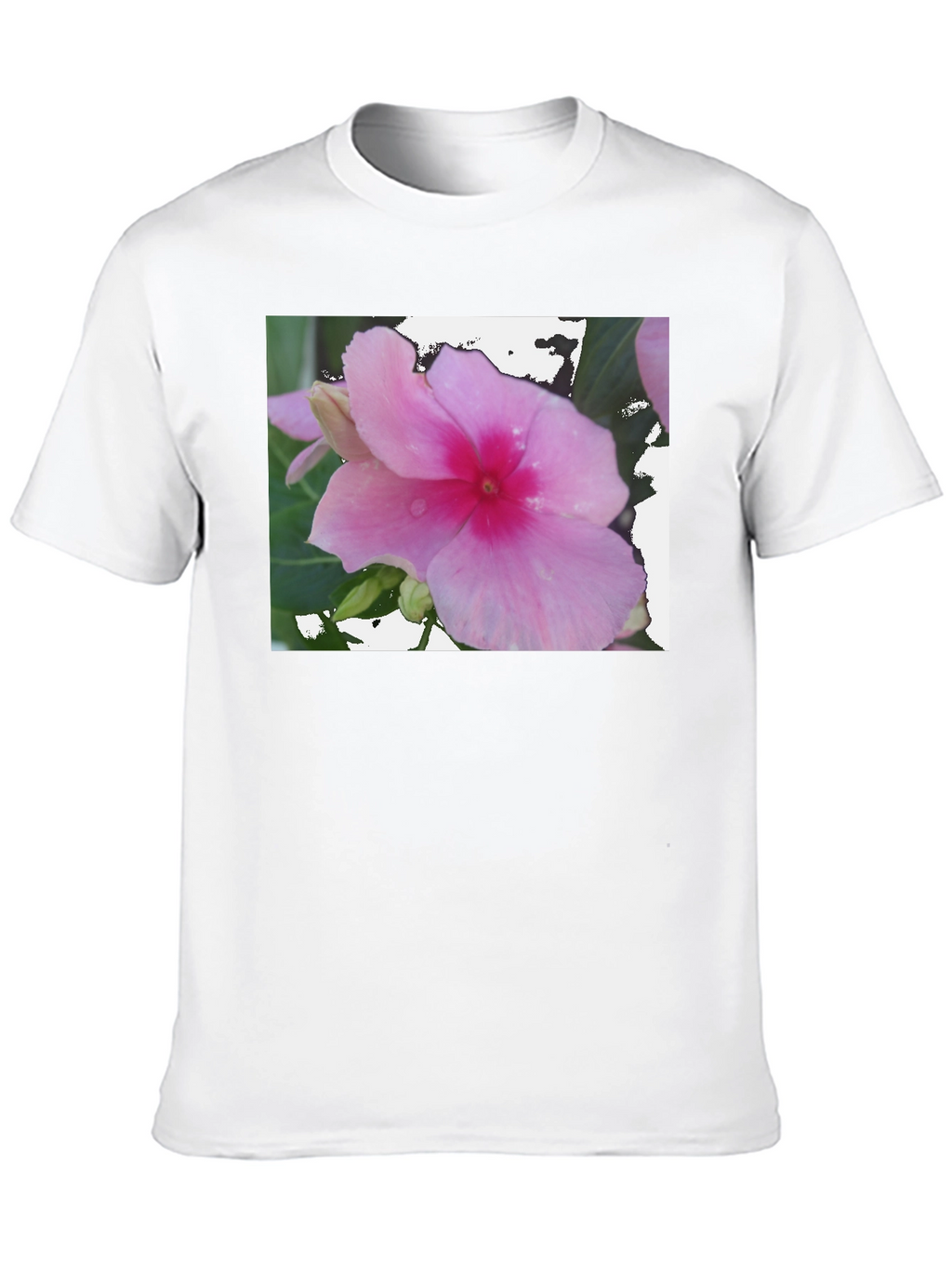 Pink Flower Graphic Black T-Shirt