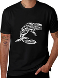 Tribal Whale Graphic Black T-Shirt