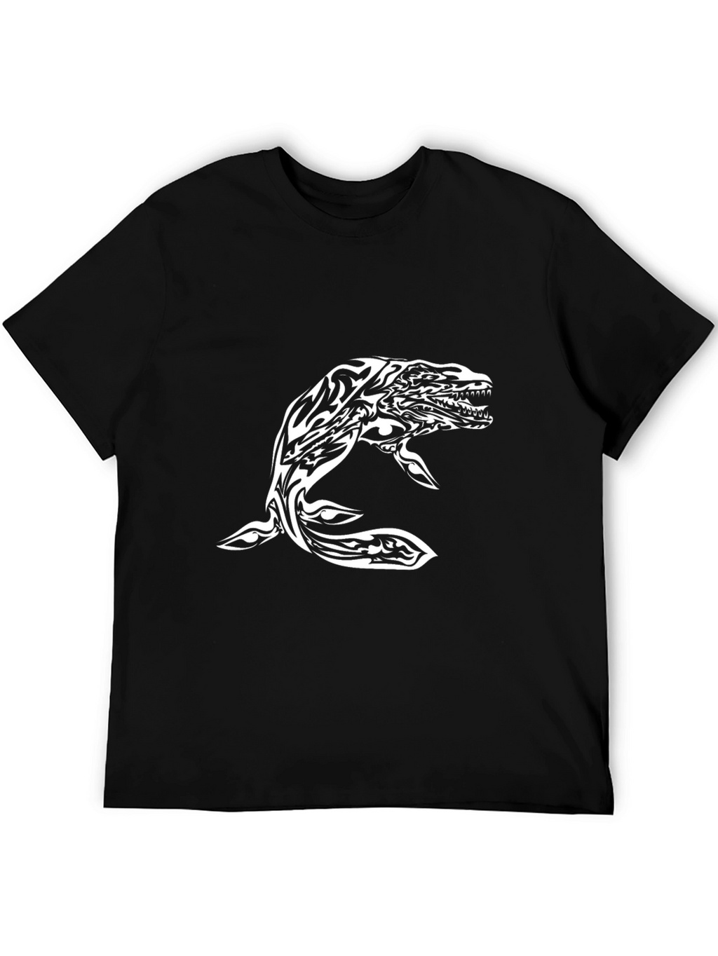 Tribal Whale Graphic Black T-Shirt