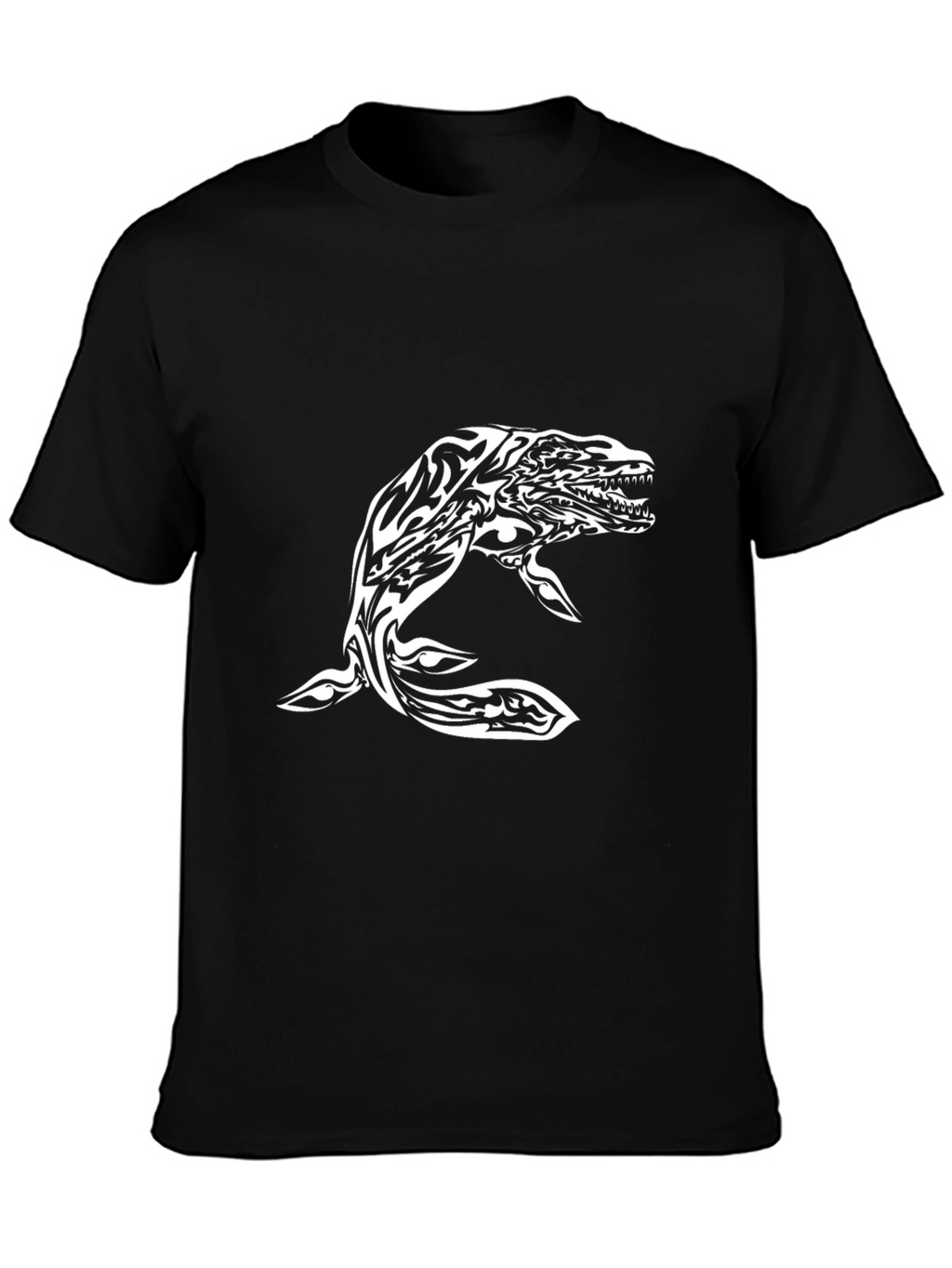 Tribal Whale Graphic Black T-Shirt