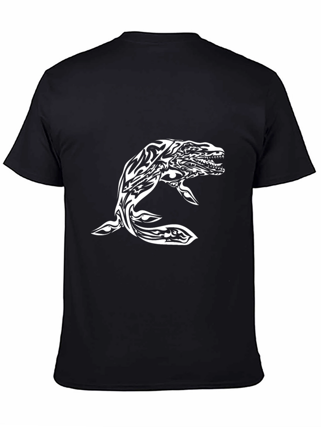 Tribal Whale Graphic Black T-Shirt
