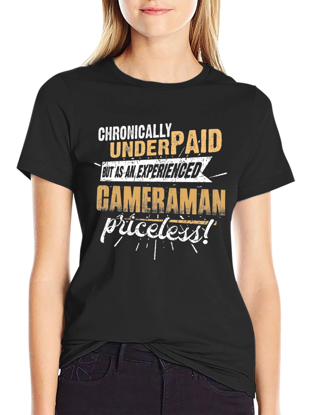 Chronically Underpaid Cameraman Black T-Shirt