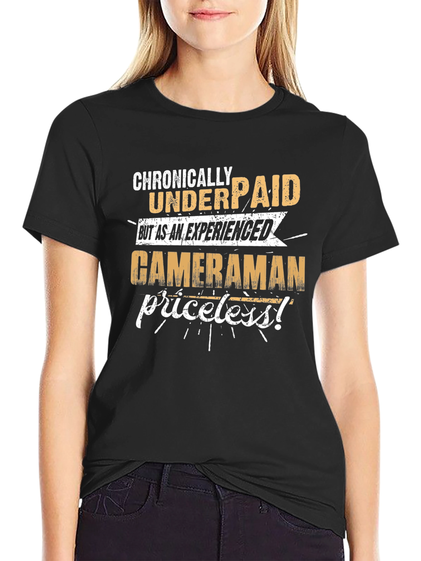 Chronically Underpaid Cameraman Black T-Shirt