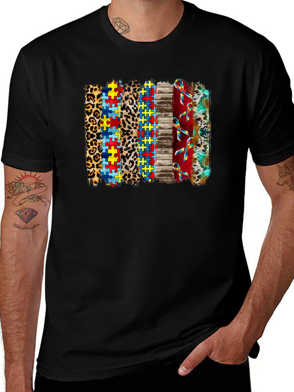 Autism Awareness Ribbon & Puzzle Piece Graphic Tee